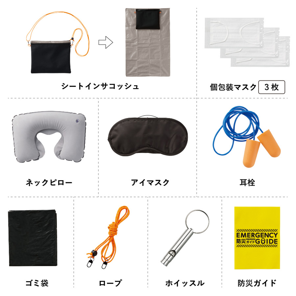 防災緊急10点セット シートインサコッシュタイプ②