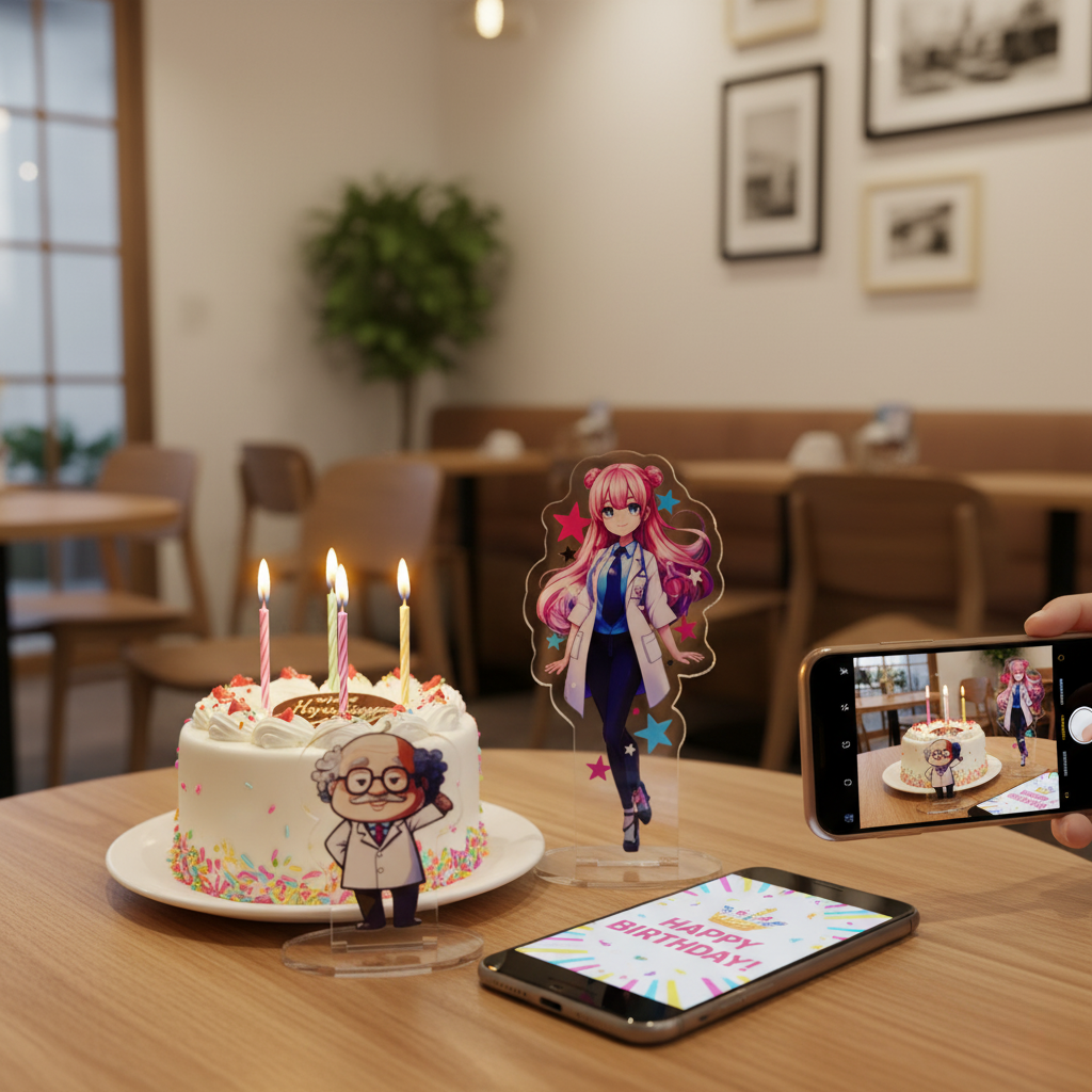 アクスタで推し活_カフェで誕生日祝い